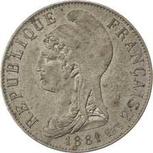 FRANCE, 25 Centimes, 1881, Paris, AU(55-58), Maillechort, Gadoury #359a, 3.88