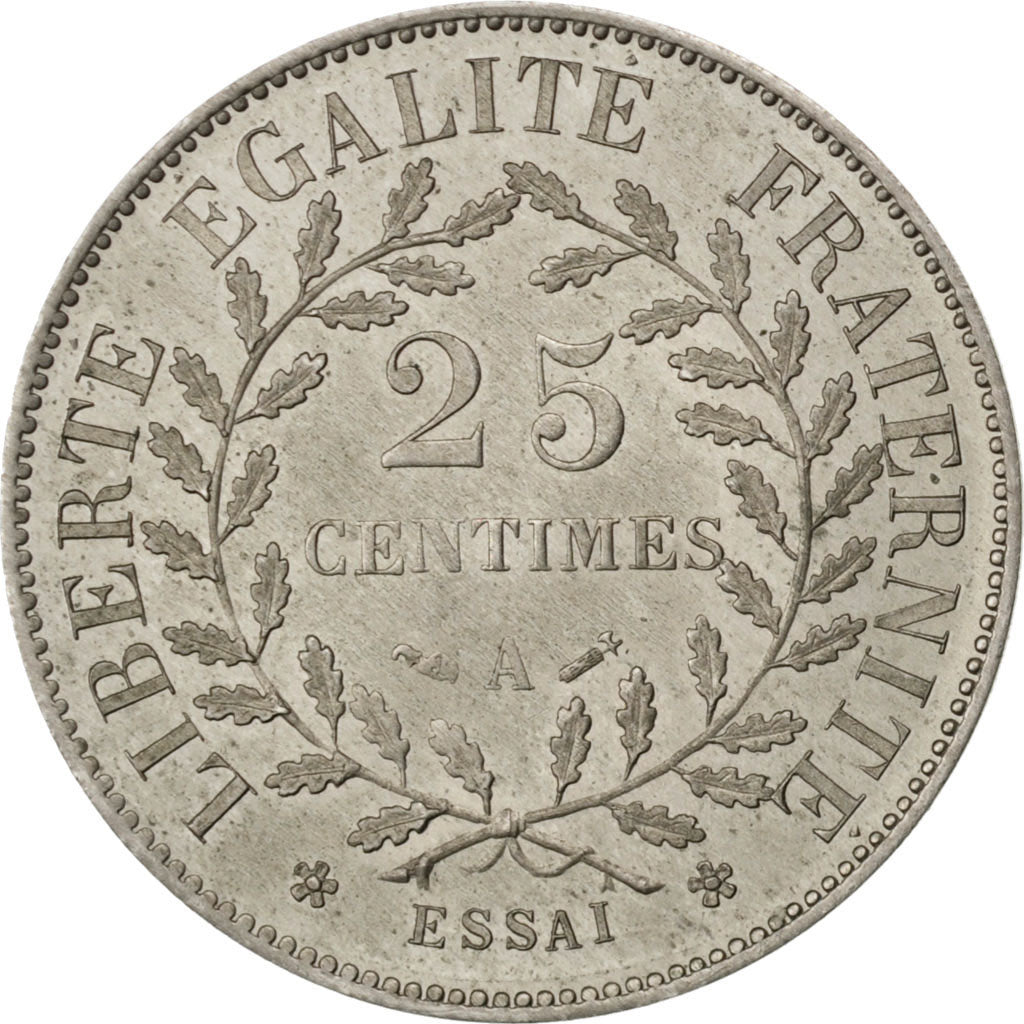 FRANCE, 25 Centimes, 1881, Paris, AU(55-58), Maillechort, Gadoury #359a, 3.88