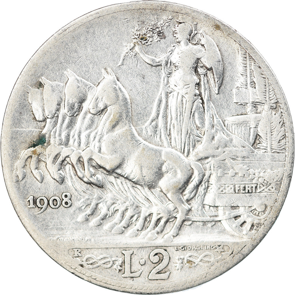Monnaie, Italie, Vittorio Emanuele III, 2 Lire, 1908, Rome, TB, Argent, KM:46