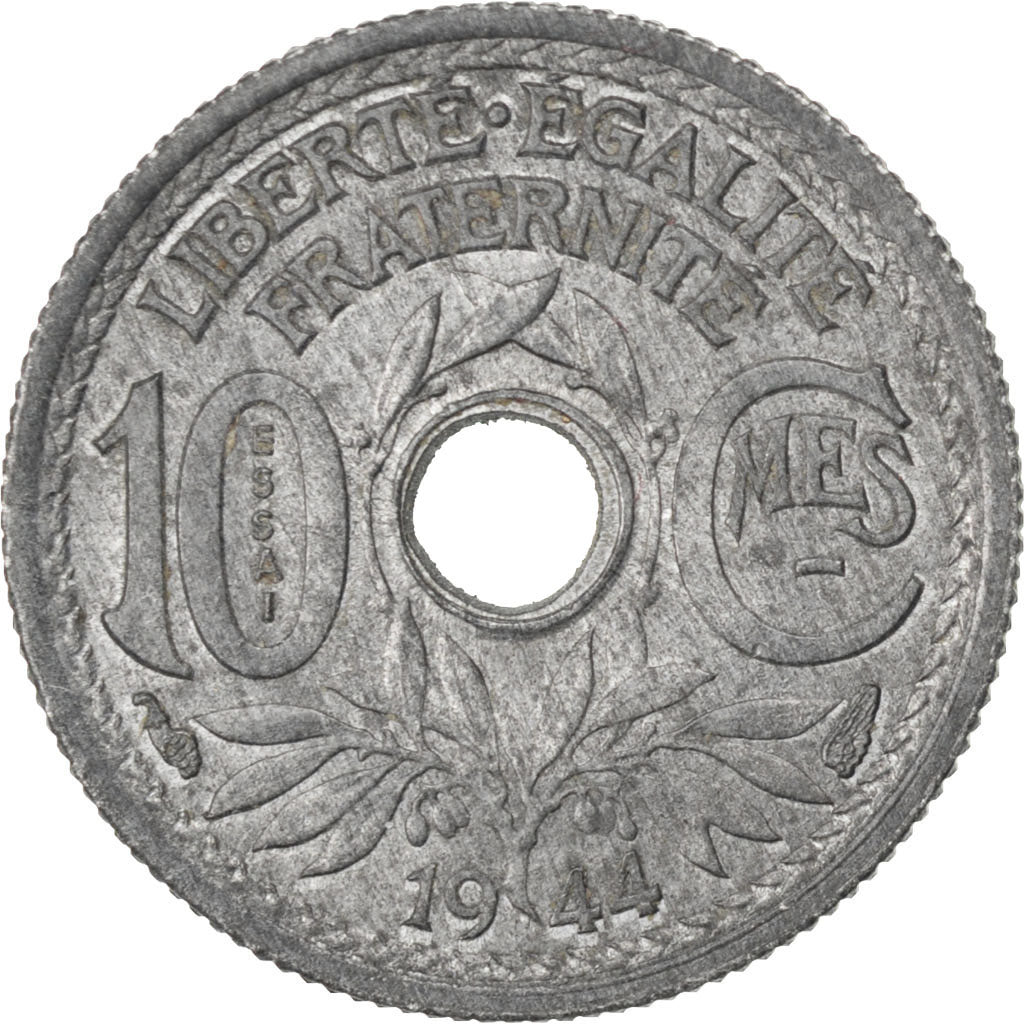 Monnaie, France, Lindauer, 10 Centimes, 1944, ESSAI, SUP, Zinc, Gadoury:292