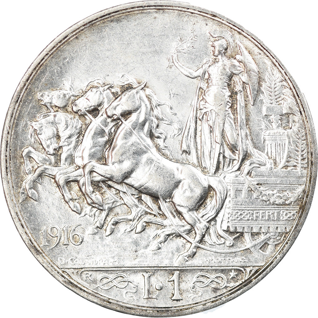 Coin, Italy, Vittorio Emanuele III, Lira, 1916, Rome, EF(40-45), Silver, KM:57