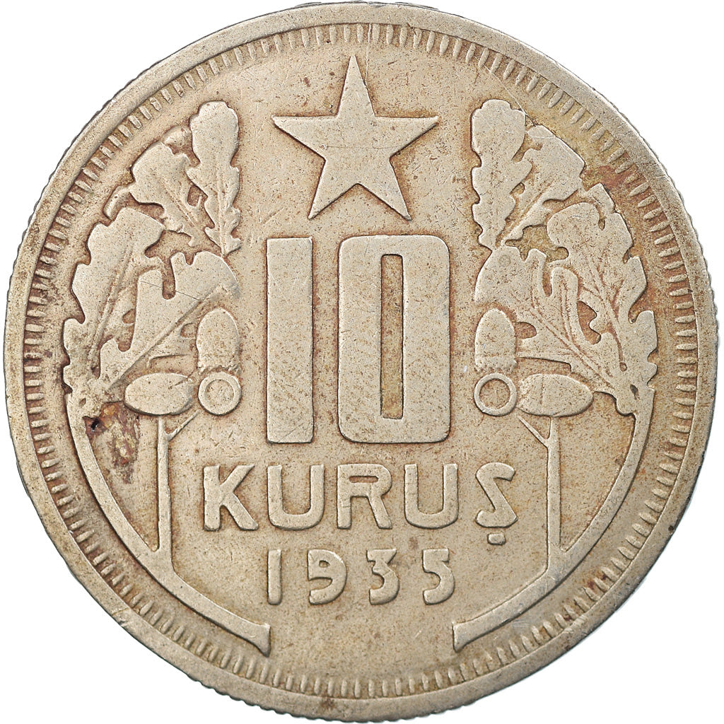 Coin, Turkey, 10 Kurus, 1935, EF(40-45), Copper-nickel, KM:863