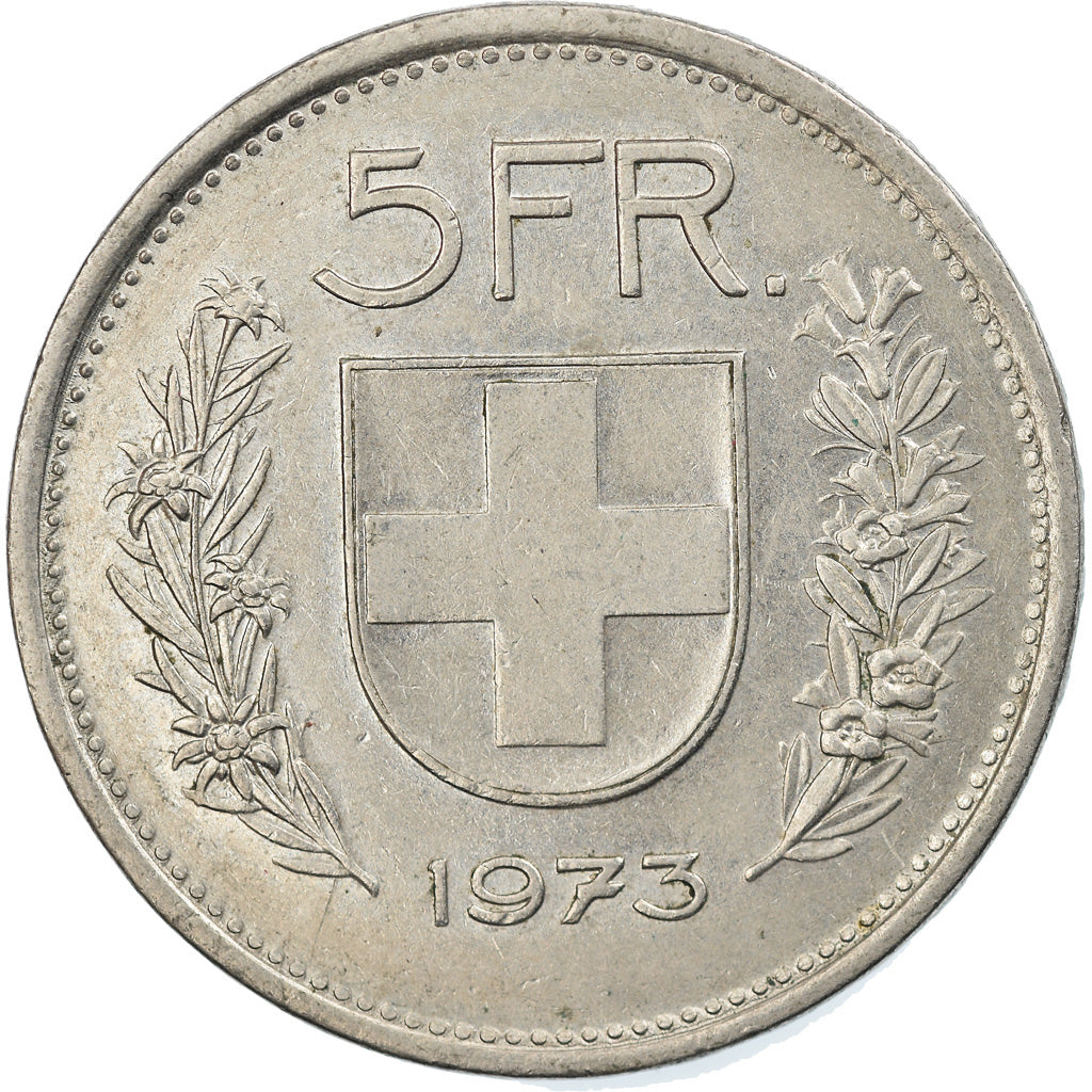Coin, Switzerland, 5 Francs, 1973, Bern, EF(40-45), Copper-nickel, KM:40a.1