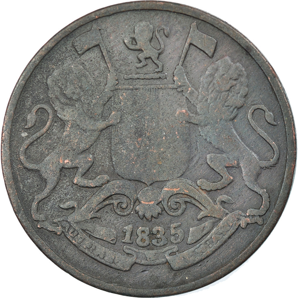Coin, INDIA-BRITISH, 1/4 Anna, 1835, EF(40-45), Copper, KM:446.1