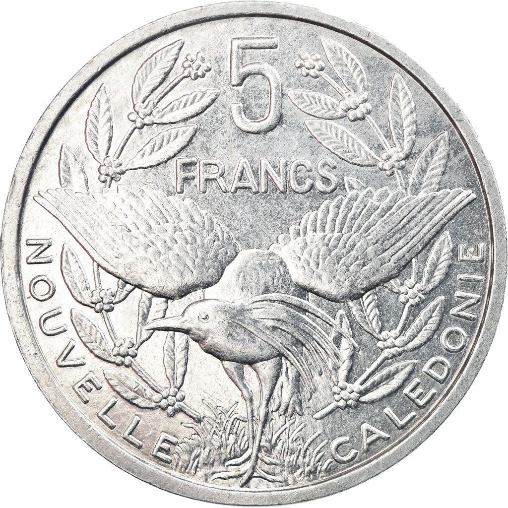 Coin, New Caledonia, 5 Francs, 1996, Paris, AU(55-58), Aluminum