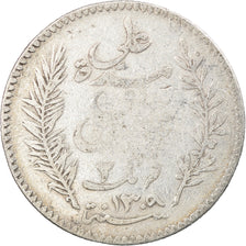 Coin, Tunisia, Ali Bey, 2 Francs, 1892, Paris, VF(20-25), Silver, KM:225