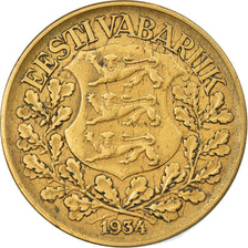 Coin, Estonia, Kroon, 1934, EF(40-45), Aluminum-Bronze, KM:16