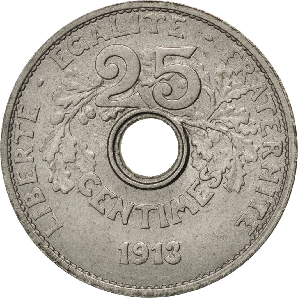 Munten, Frankrijk, 25 Centimes, 1913, PR+, Nickel, Gadoury:370b