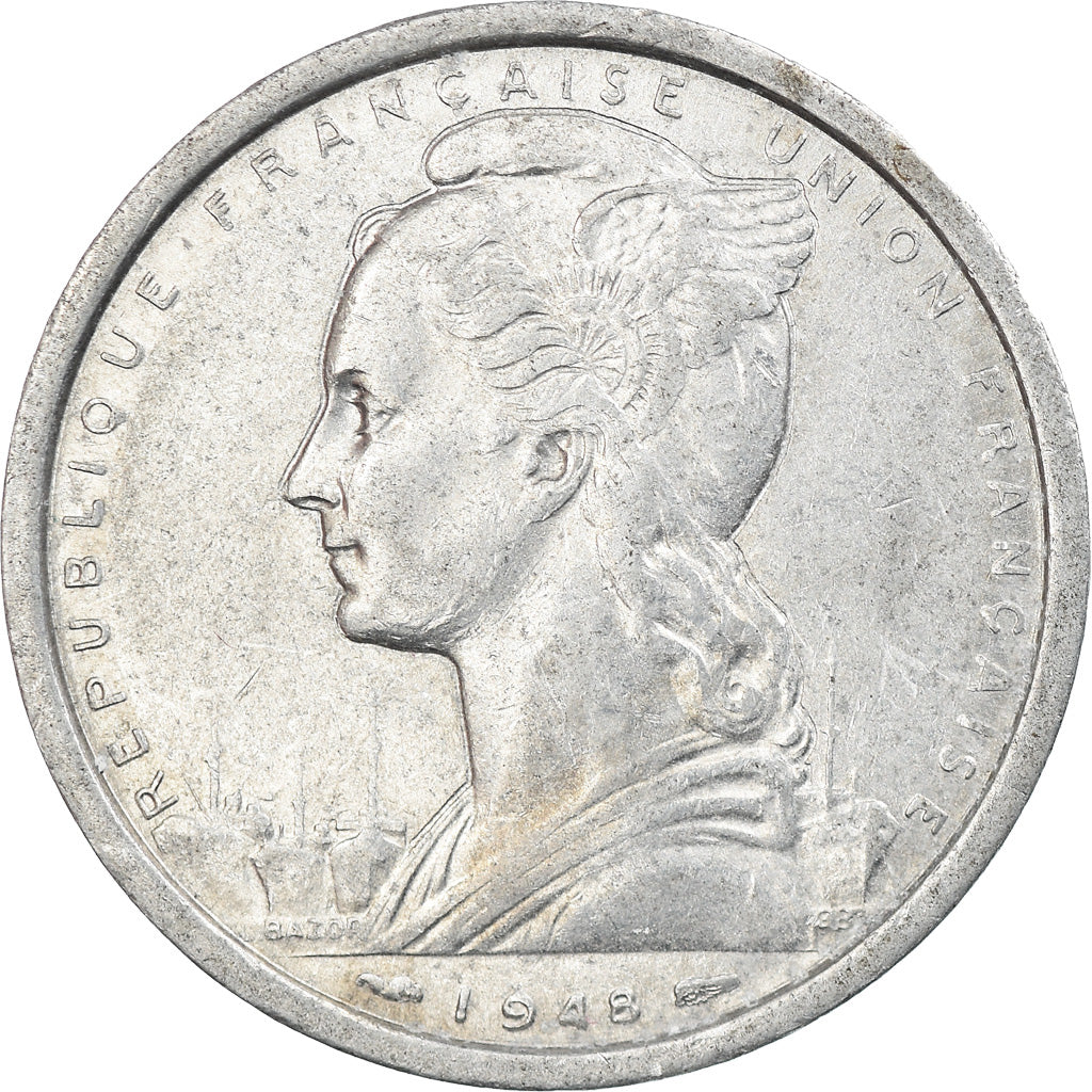 Moneda, África oriental francesa, 2 Francs, 1948, Paris, MBC, Aluminio, KM:4