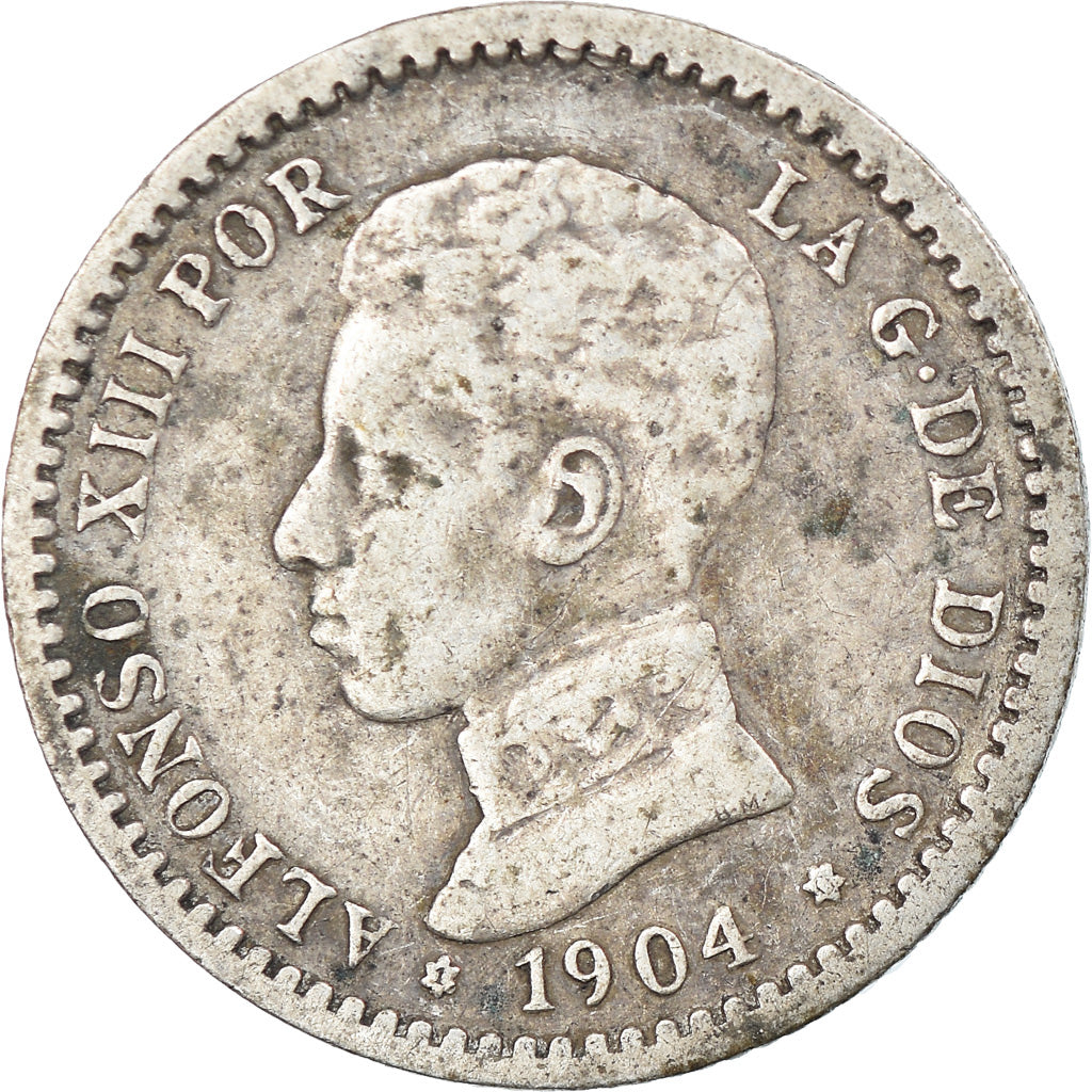 Coin, Spain, Alfonso XIII, 50 Centimos, 1904, VF(20-25), Silver, KM:723