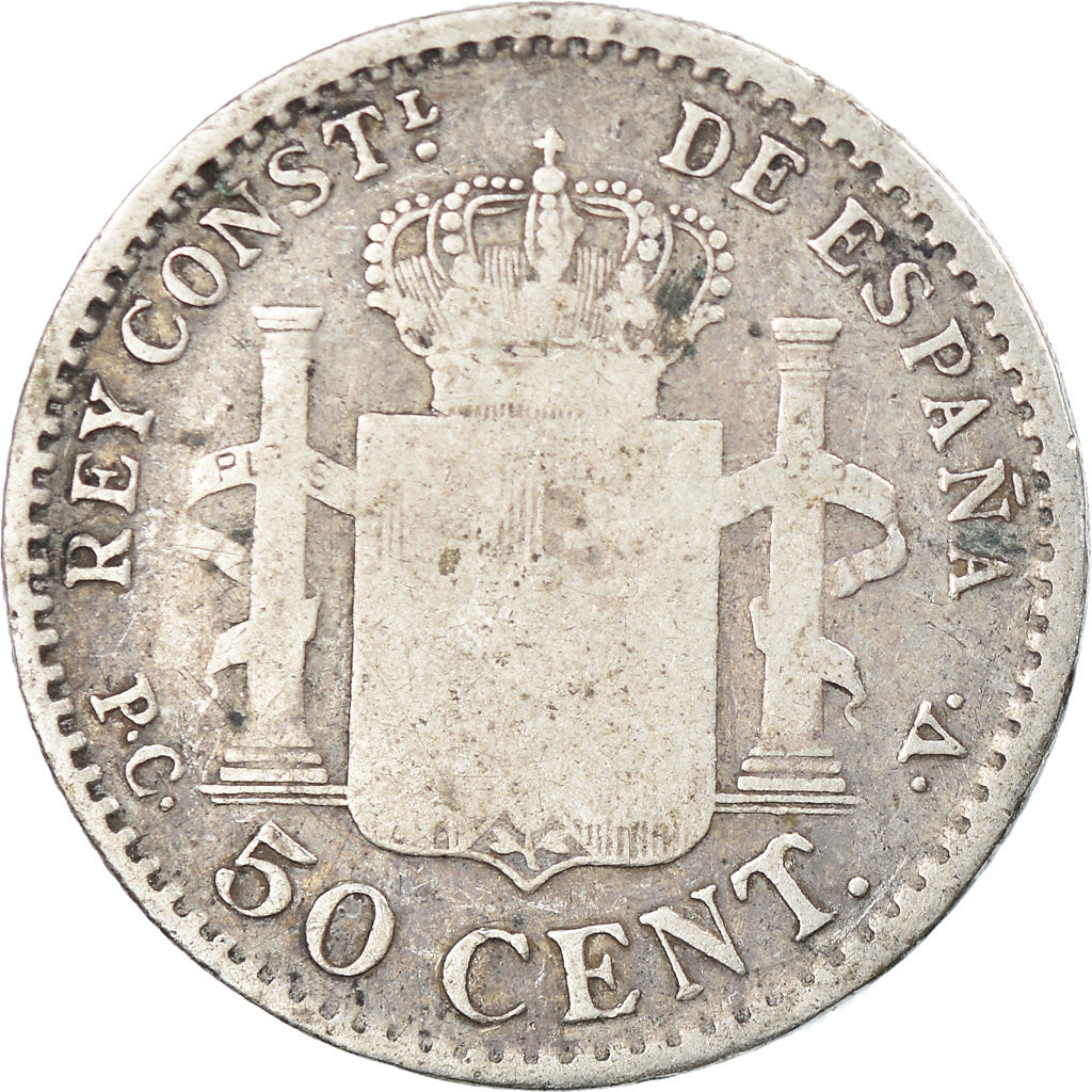 Coin, Spain, Alfonso XIII, 50 Centimos, 1904, VF(20-25), Silver, KM:723