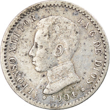 Coin, Spain, Alfonso XIII, 50 Centimos, 1904, VF(30-35), Silver, KM:723