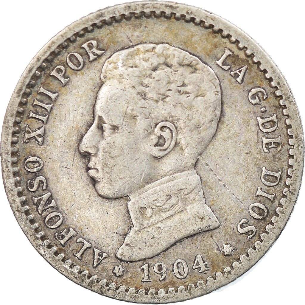 Coin, Spain, Alfonso XIII, 50 Centimos, 1904, EF(40-45), Silver, KM:723