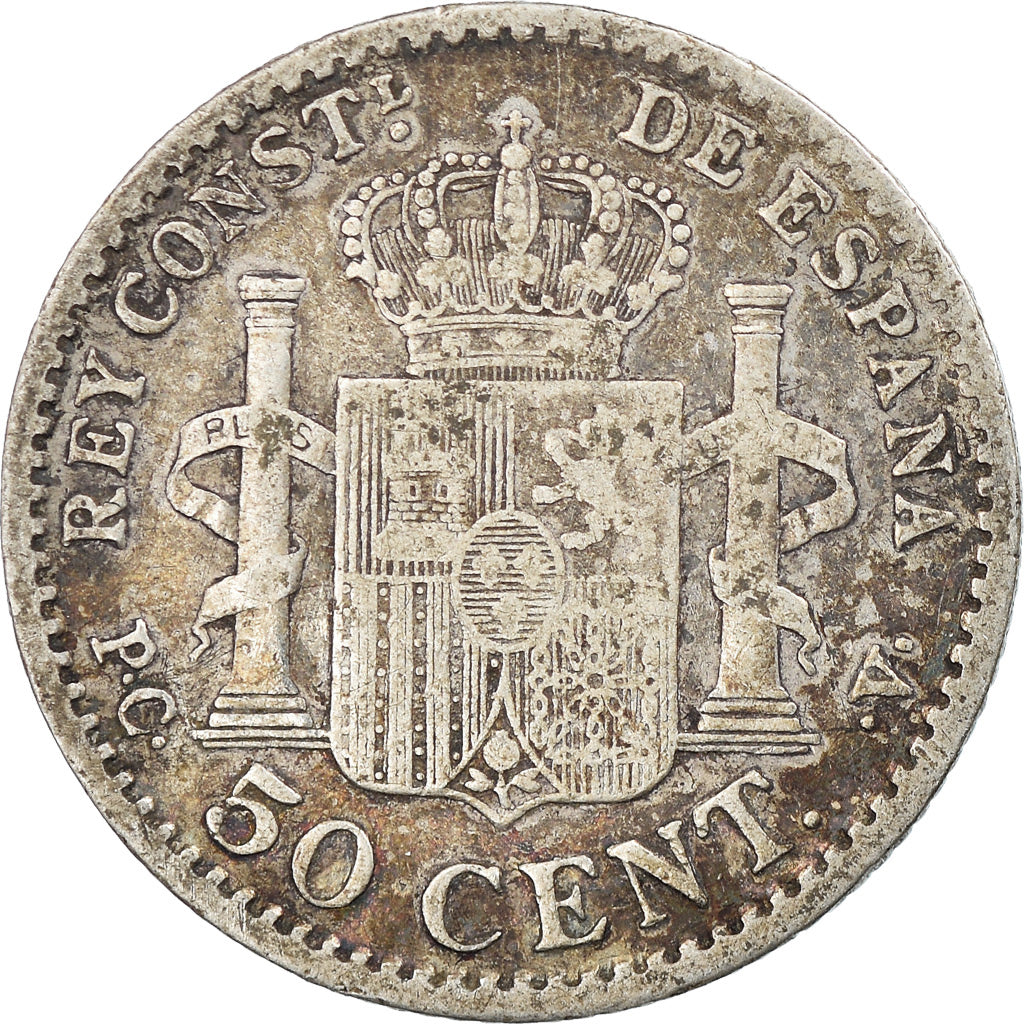 Coin, Spain, Alfonso XIII, 50 Centimos, 1904, EF(40-45), Silver, KM:723