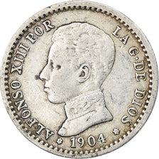 Coin, Spain, Alfonso XIII, 50 Centimos, 1904, EF(40-45), Silver, KM:723