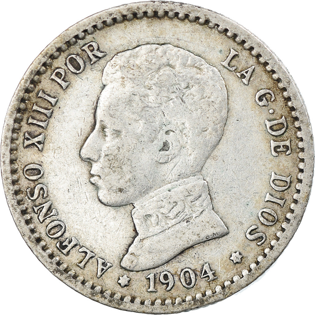 Coin, Spain, Alfonso XIII, 50 Centimos, 1904 (10), VF(20-25), Silver, KM:723