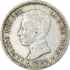 Coin, Spain, Alfonso XIII, 50 Centimos, 1904 (10), VF(20-25), Silver, KM:723