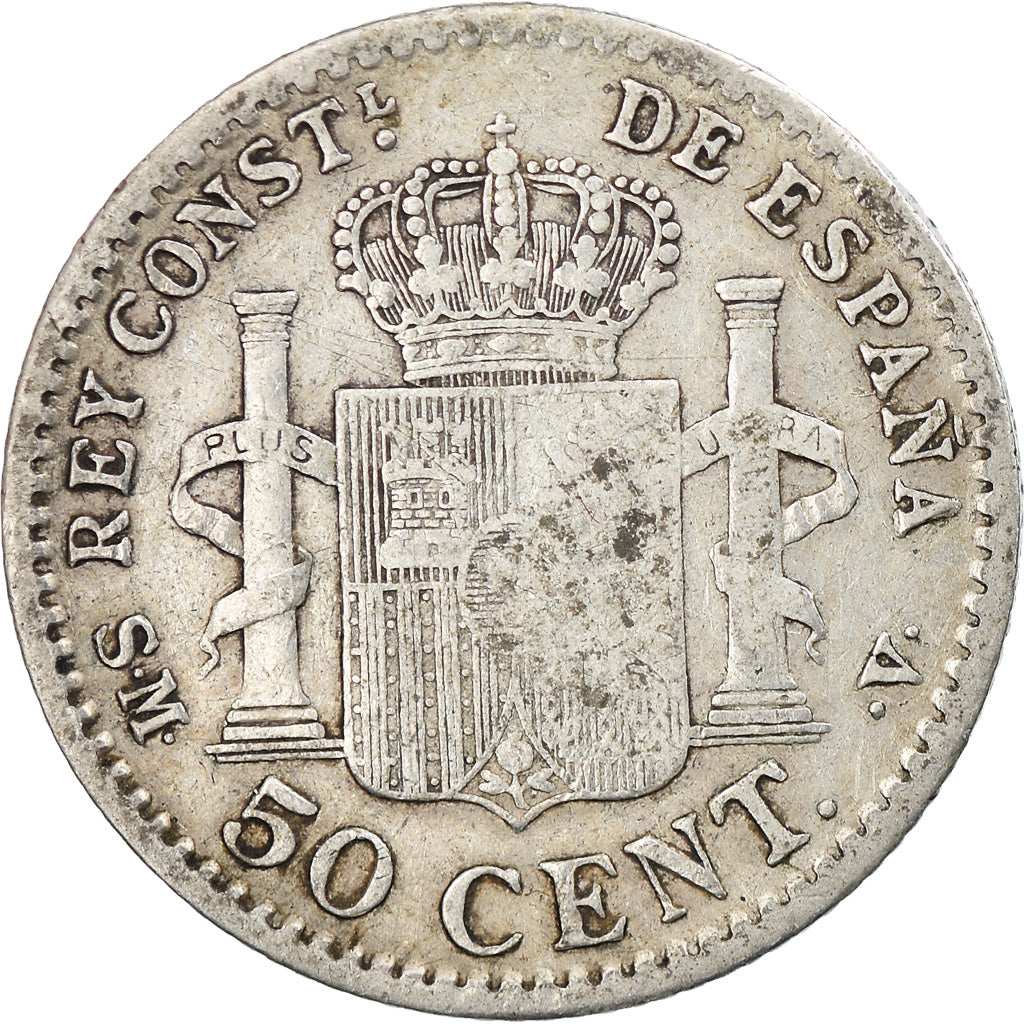 Coin, Spain, Alfonso XIII, 50 Centimos, 1904 (10), VF(20-25), Silver, KM:723