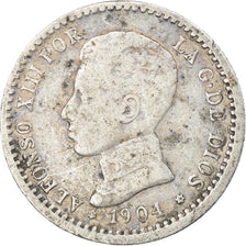 Coin, Spain, Alfonso XIII, 50 Centimos, 1904 (10), VF(20-25), Silver, KM:723