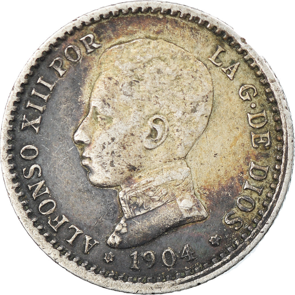 Moneta, Spagna, Alfonso XIII, 50 Centimos, 1904 (10), MB+, Argento, KM:723