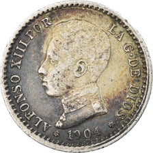 Moneta, Spagna, Alfonso XIII, 50 Centimos, 1904 (10), MB+, Argento, KM:723