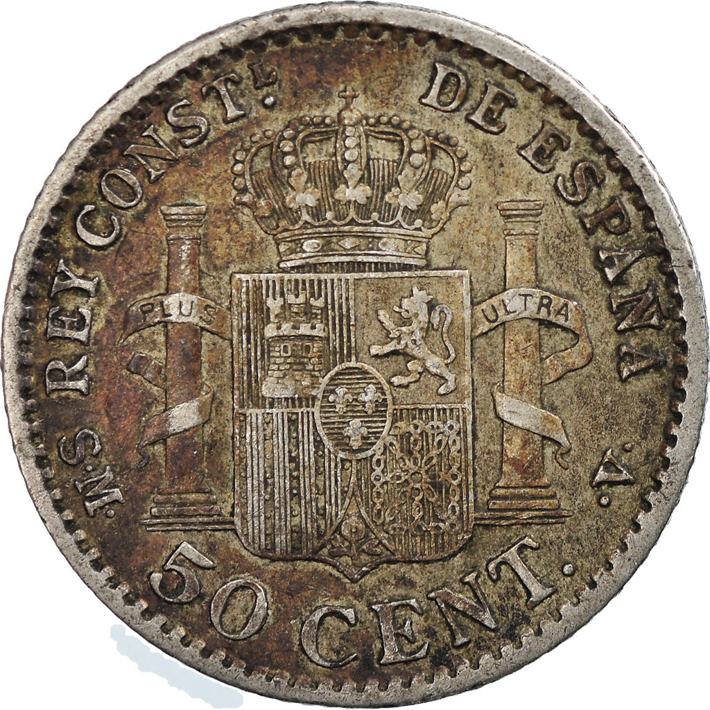 Moneta, Spagna, Alfonso XIII, 50 Centimos, 1904 (10), MB+, Argento, KM:723