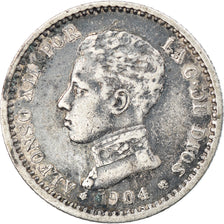 Coin, Spain, Alfonso XIII, 50 Centimos, 1904 (10), VF(30-35), Silver, KM:723