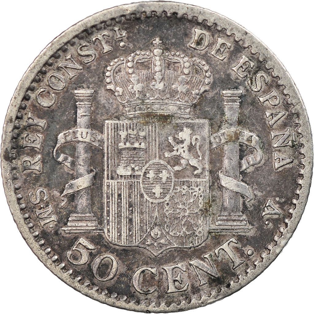 Coin, Spain, Alfonso XIII, 50 Centimos, 1904 (10), VF(30-35), Silver, KM:723