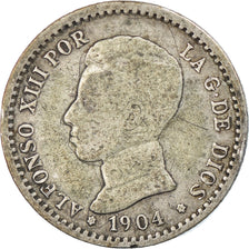 Coin, Spain, Alfonso XIII, 50 Centimos, 1904 (10), VF(30-35), Silver, KM:723