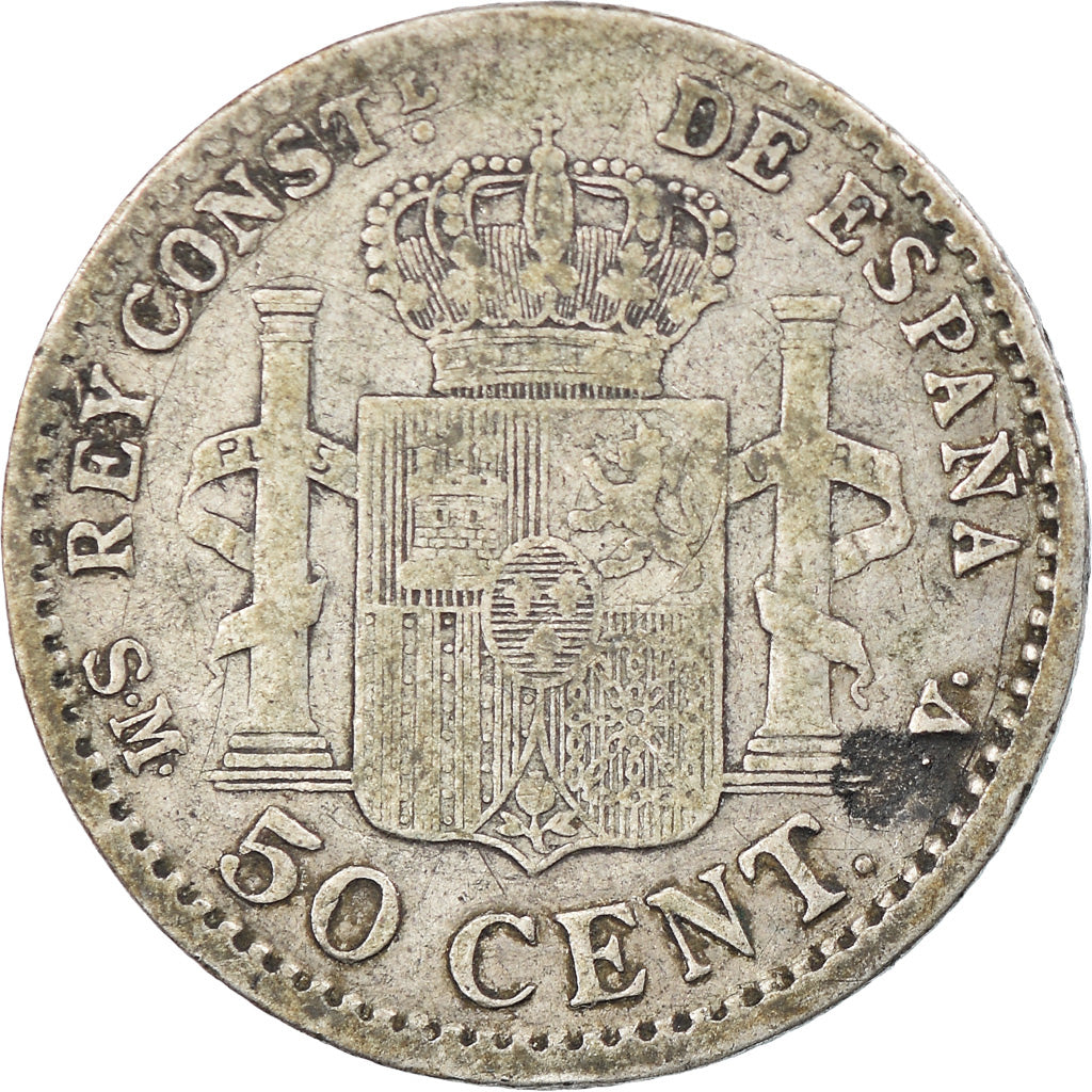 Coin, Spain, Alfonso XIII, 50 Centimos, 1904 (10), VF(30-35), Silver, KM:723