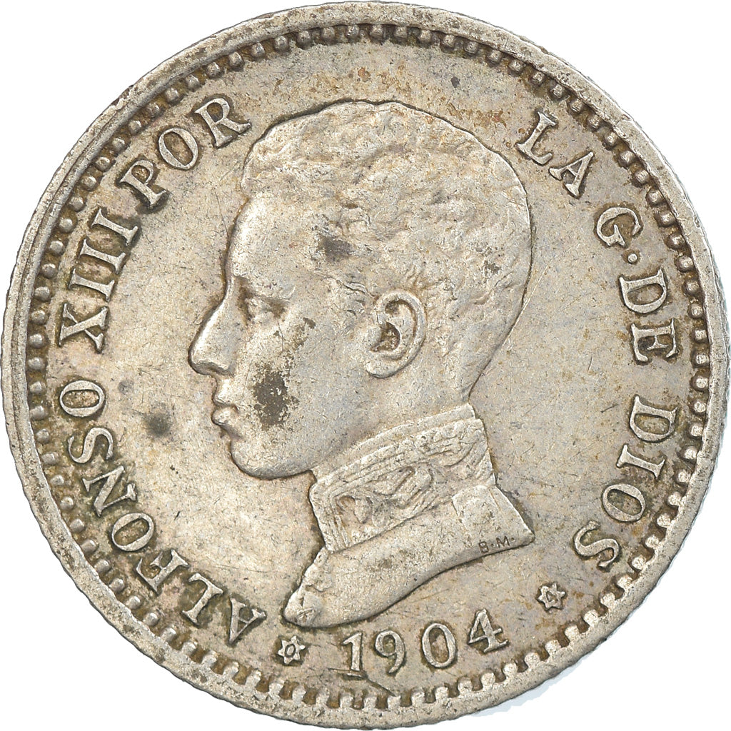 Coin, Spain, Alfonso XIII, 50 Centimos, 1904 (10), EF(40-45), Silver, KM:723