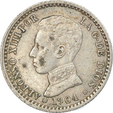 Coin, Spain, Alfonso XIII, 50 Centimos, 1904 (10), EF(40-45), Silver, KM:723