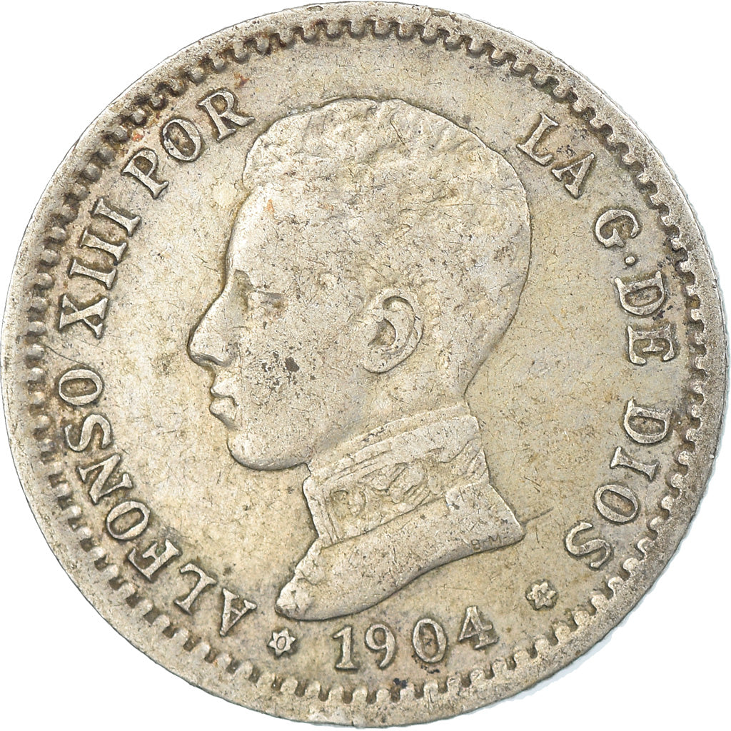 Coin, Spain, Alfonso XIII, 50 Centimos, 1904 (10), EF(40-45), Silver, KM:723