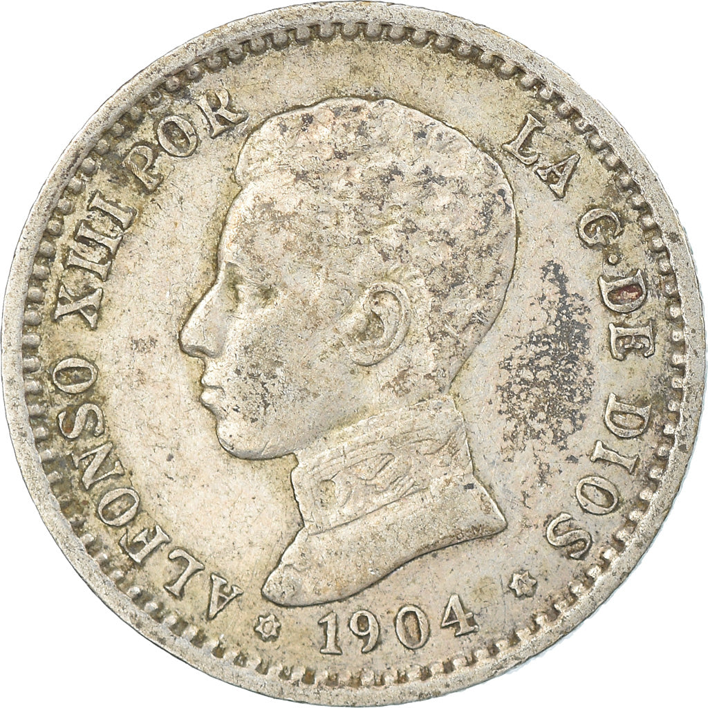 Coin, Spain, Alfonso XIII, 50 Centimos, 1904 (10), EF(40-45), Silver, KM:723
