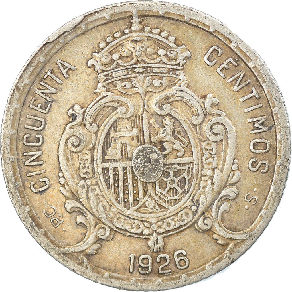 Coin, Spain, Alfonso XIII, 50 Centimos, 1926, Madrid, EF(40-45), Silver, KM:741
