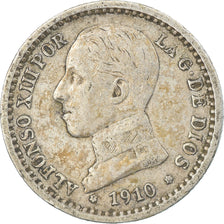 Coin, Spain, Alfonso XIII, 50 Centimos, 1910, Madrid, EF(40-45), Silver, KM:730