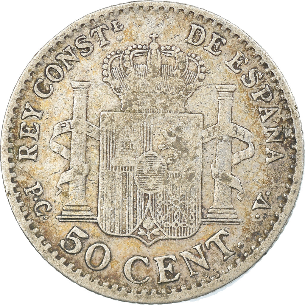 Coin, Spain, Alfonso XIII, 50 Centimos, 1910, Madrid, EF(40-45), Silver, KM:730