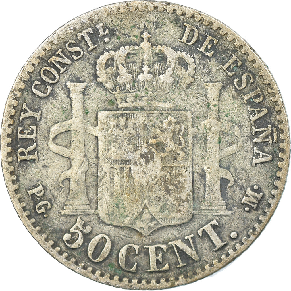 Coin, Spain, Alfonso XIII, 50 Centimos, 1892, Madrid, VF(20-25), Silver, KM:690