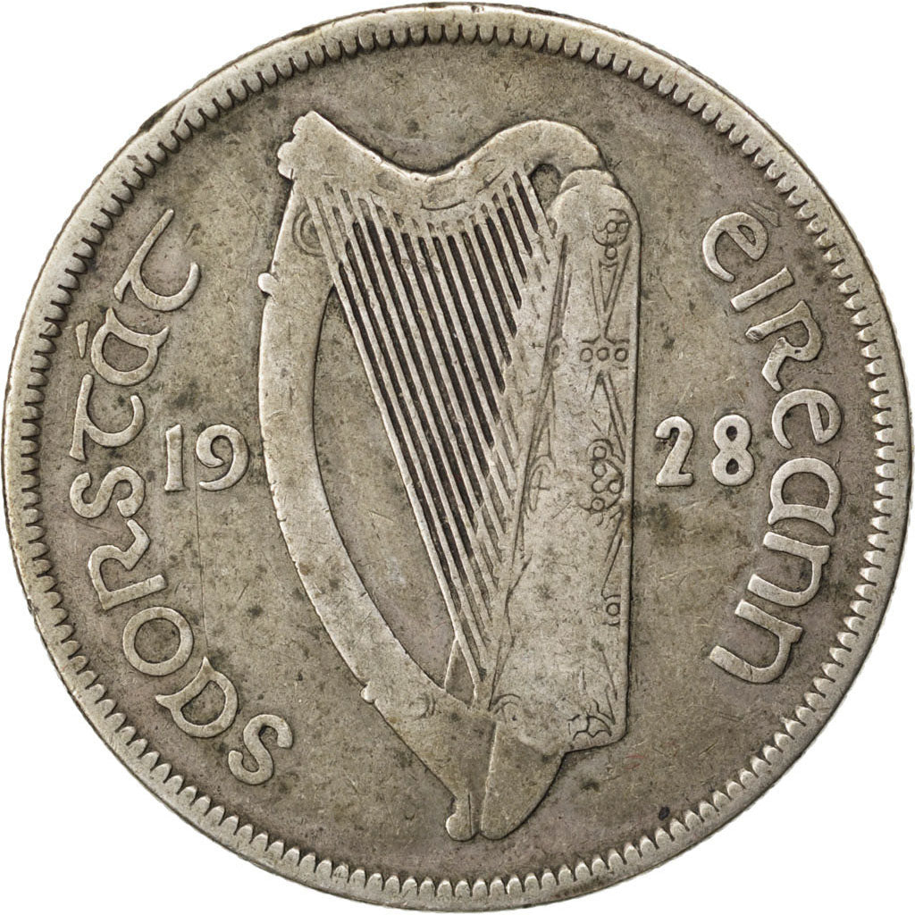 IRELAND REPUBLIC, 1/2 Crown, 1928, KM #8, VF(20-25), Silver, 32.3, 13.76
