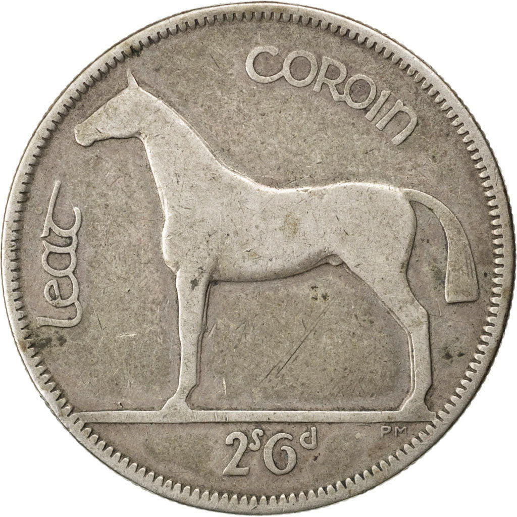 IRELAND REPUBLIC, 1/2 Crown, 1928, KM #8, VF(20-25), Silver, 32.3, 13.76