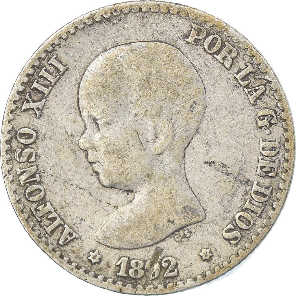 Moneta, Spagna, Alfonso XIII, 50 Centimos, 1892, Madrid, MB, Argento, KM:690