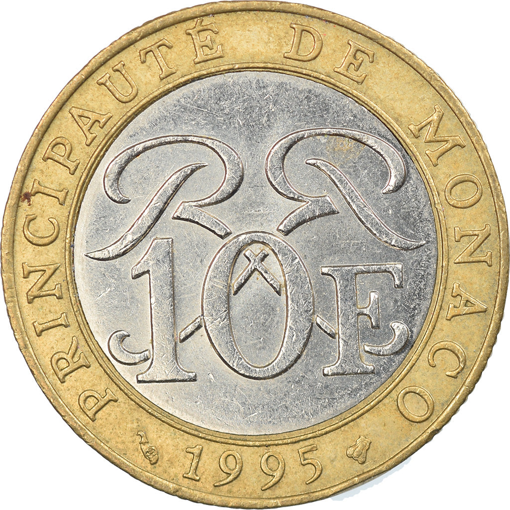 Monnaie, Monaco, Rainier III, 10 Francs, 1995, TTB, Bi-Metallic, Gadoury:160