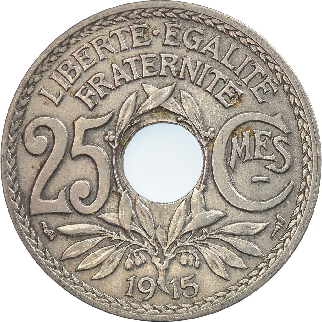 Moeda, França, Lindauer, 25 Centimes, 1915, AU(55-58), Níquel, KM:867