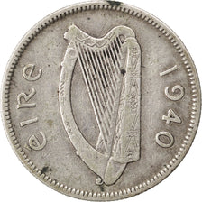 IRELAND REPUBLIC, Shilling, 1940, KM #14, EF(40-45), Silver, 23.6, 5.54