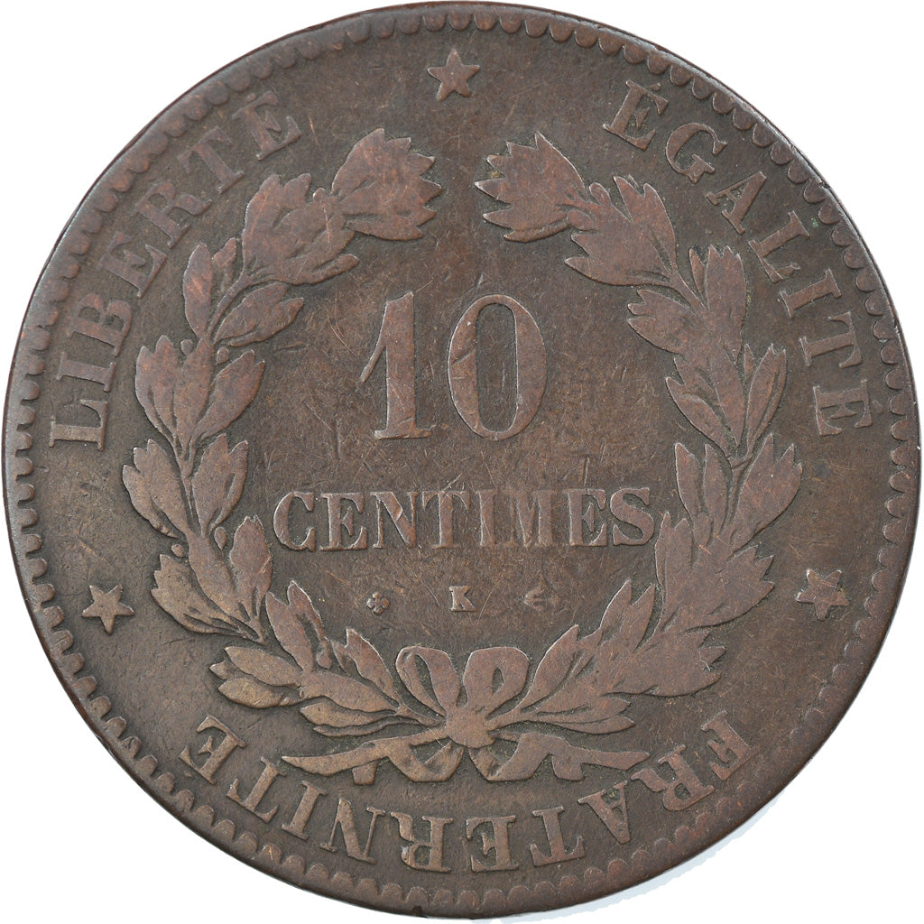 Coin, France, Cérès, 10 Centimes, 1875, Bordeaux, VF(30-35), Bronze