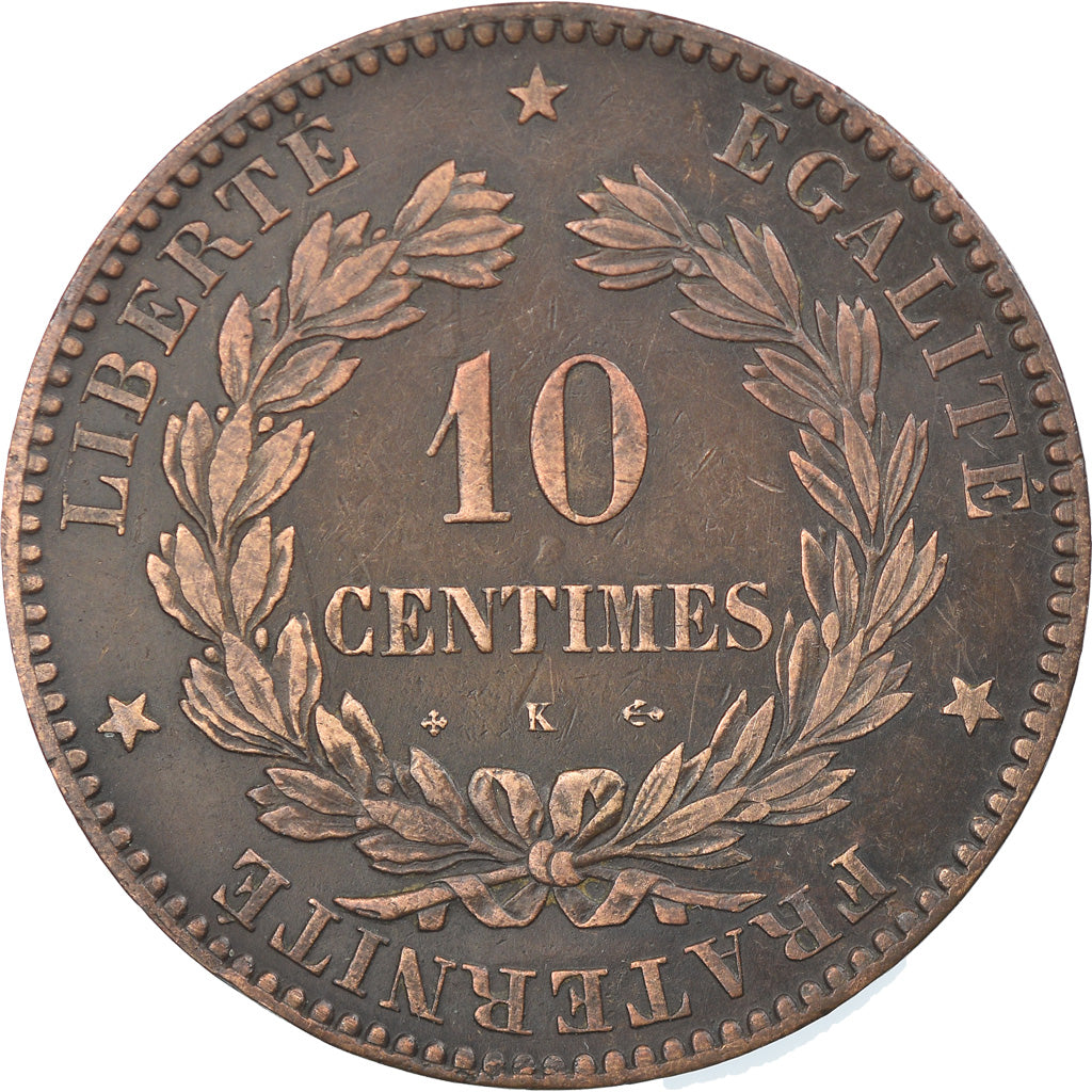 Coin, France, Cérès, 10 Centimes, 1872, Bordeaux, EF(40-45), Bronze, KM:815.2