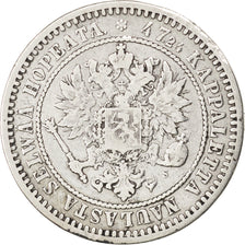 FINLAND, 2 Markkaa, 1870, KM #7.1, VF(20-25), Silver, 27.5, 10.11