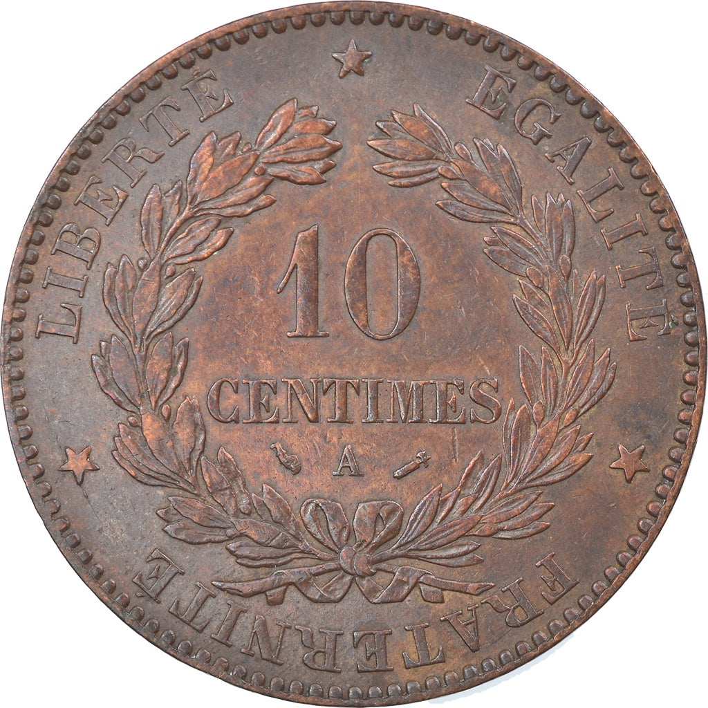 Monnaie, France, Cérès, 10 Centimes, 1880, Paris, SUP+, Bronze, KM:815.1
