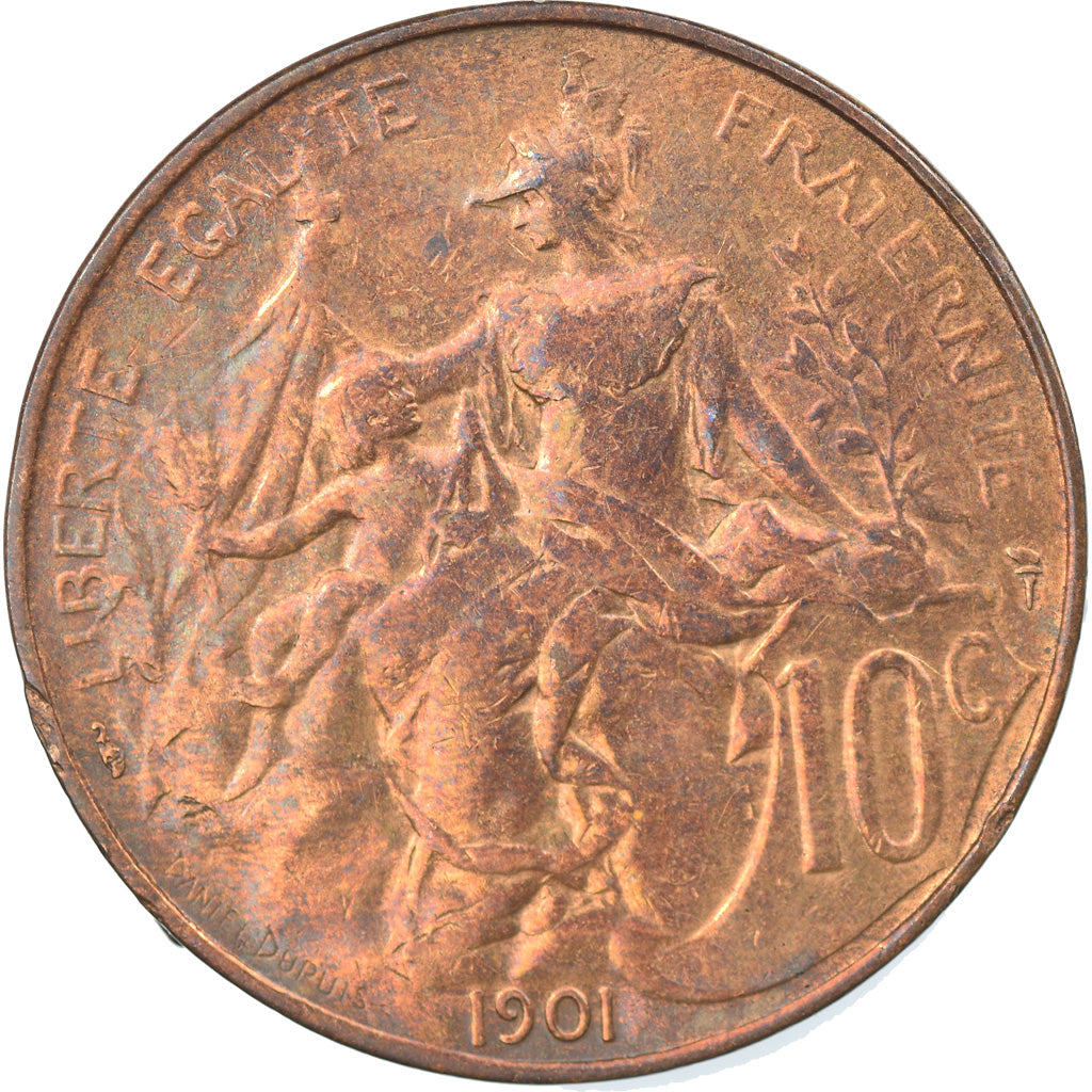 Moneta, Francia, Dupuis, 10 Centimes, 1901, Paris, MB+, Bronzo, KM:843