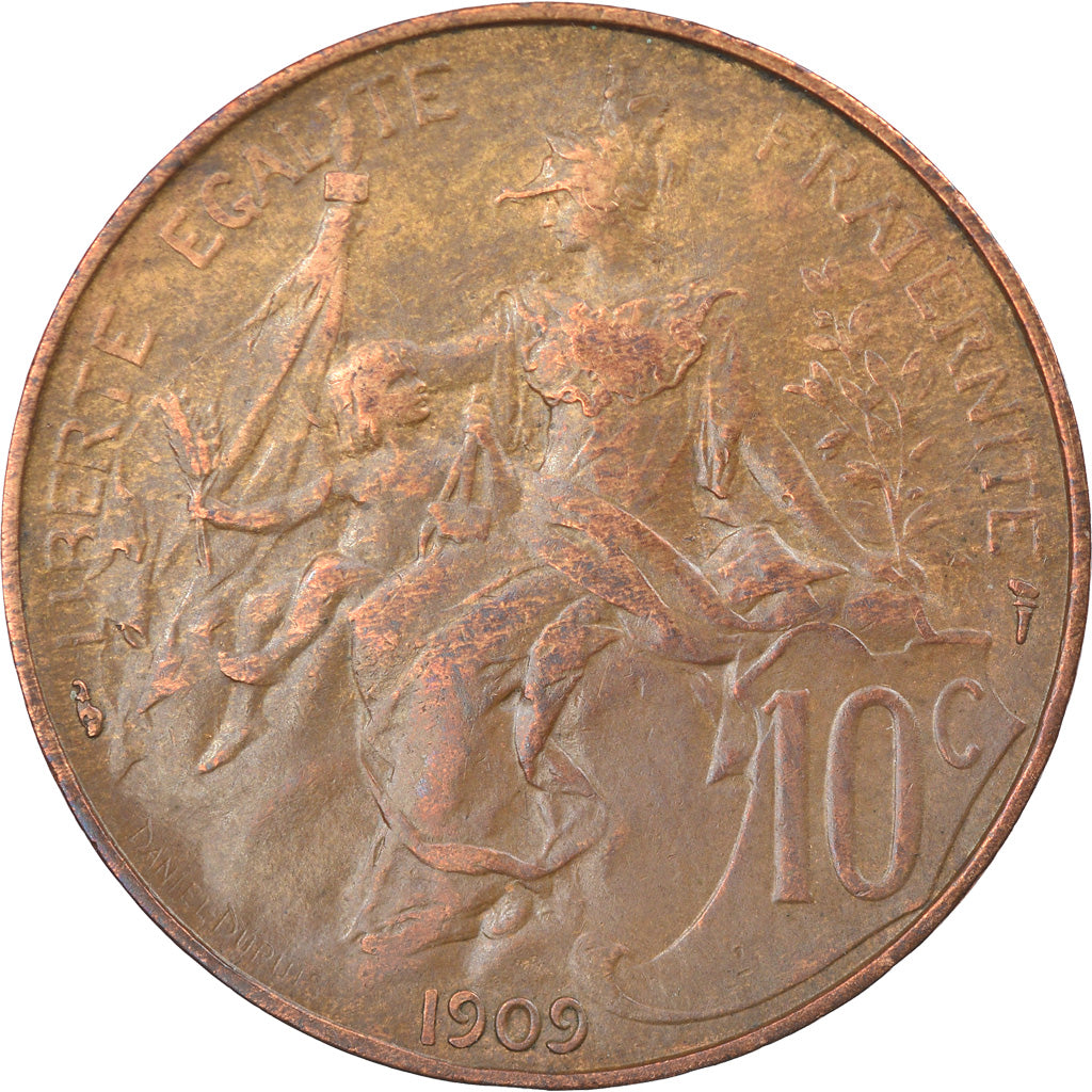 Monnaie, France, Dupuis, 10 Centimes, 1909, Paris, TB+, Bronze, Gadoury:277